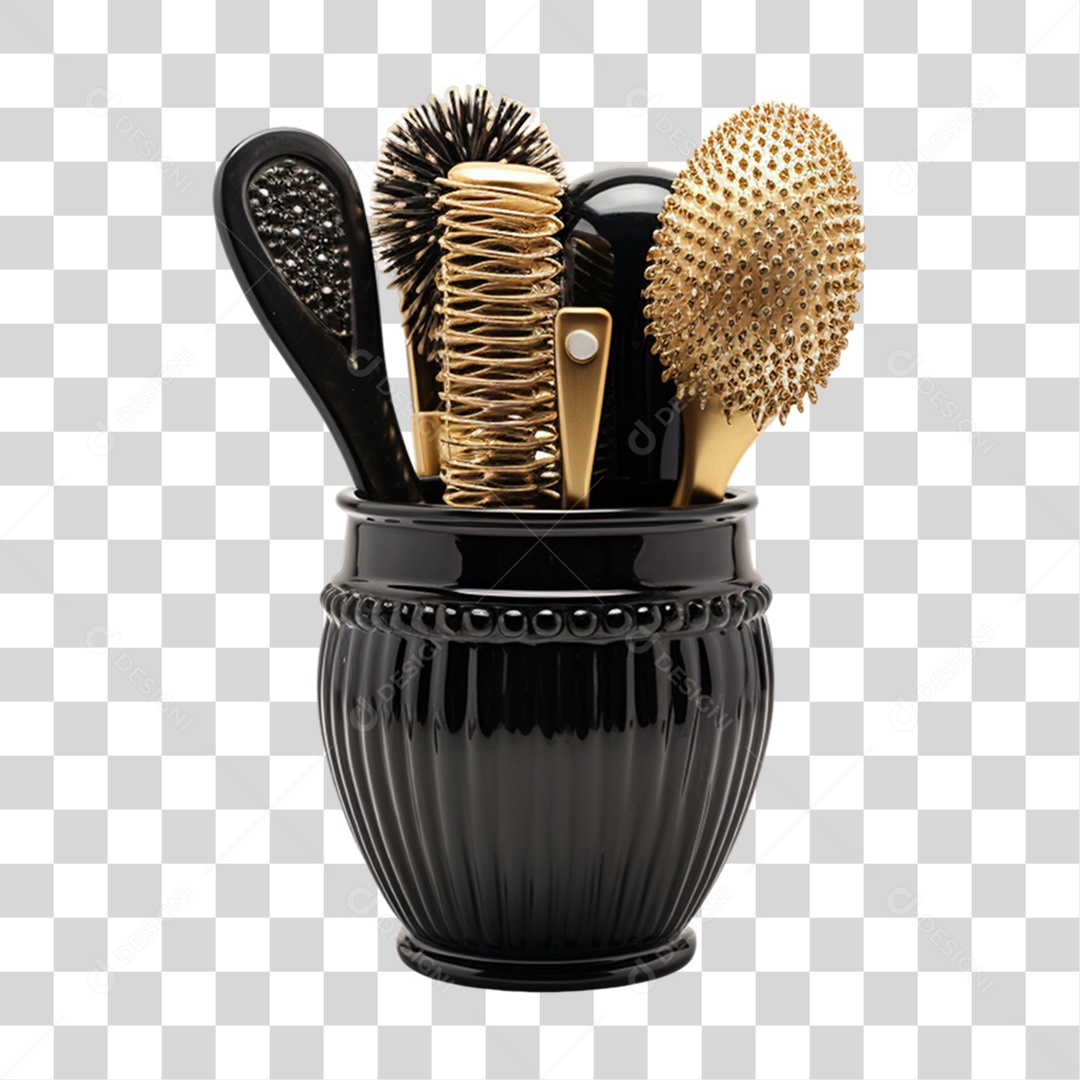 Pote de Escovas de Cabelo PNG Transparente