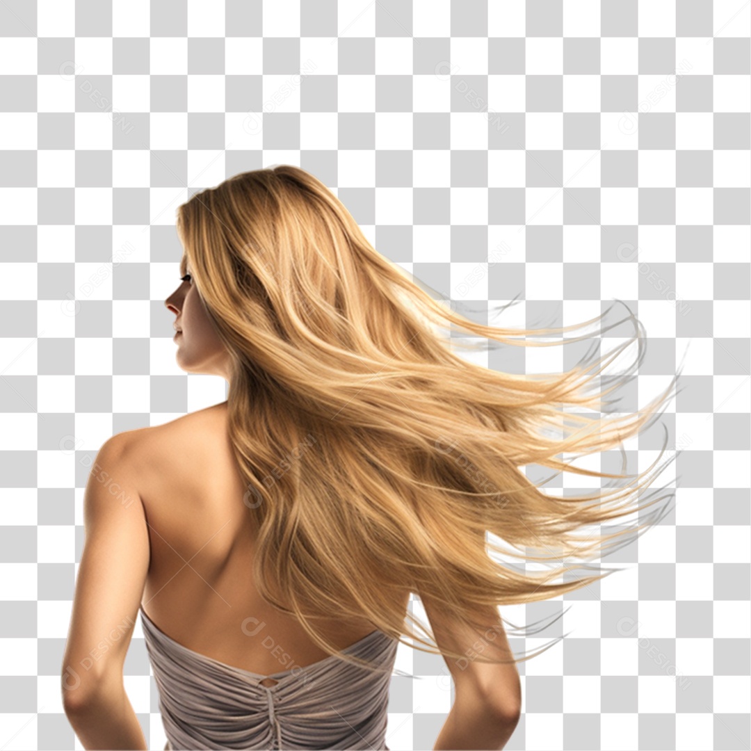 Mulher Cabelo Loiro de Costas PNG Transparente