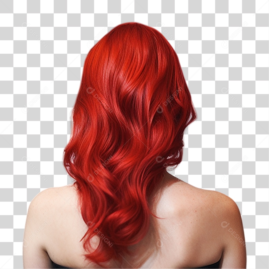 Mulher Cabelo Vermelho de Costas PNG Transparente
