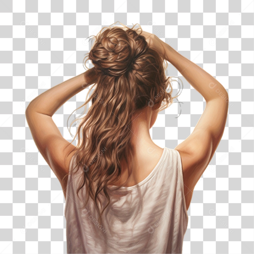 Mulher de Costas PNG Transparente