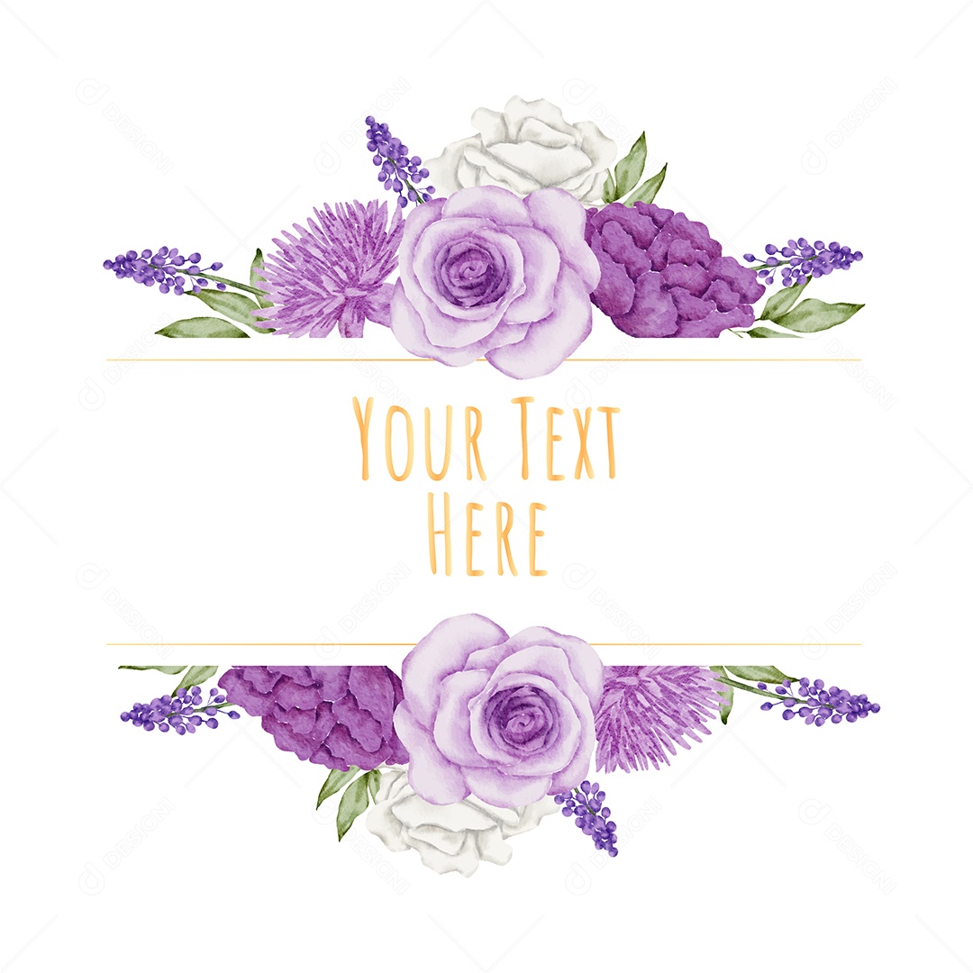 Conjunto de Flores Em Aquarela de Moldura Vetor EPS