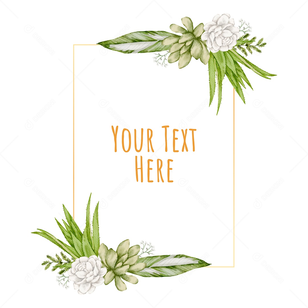 Conjunto de Flores Em Aquarela de Moldura Vetor EPS