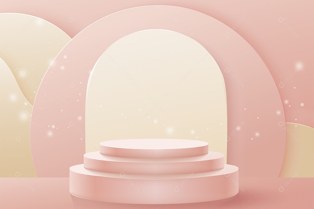Pódio de Design Rosa e Dourado Vetor EPS