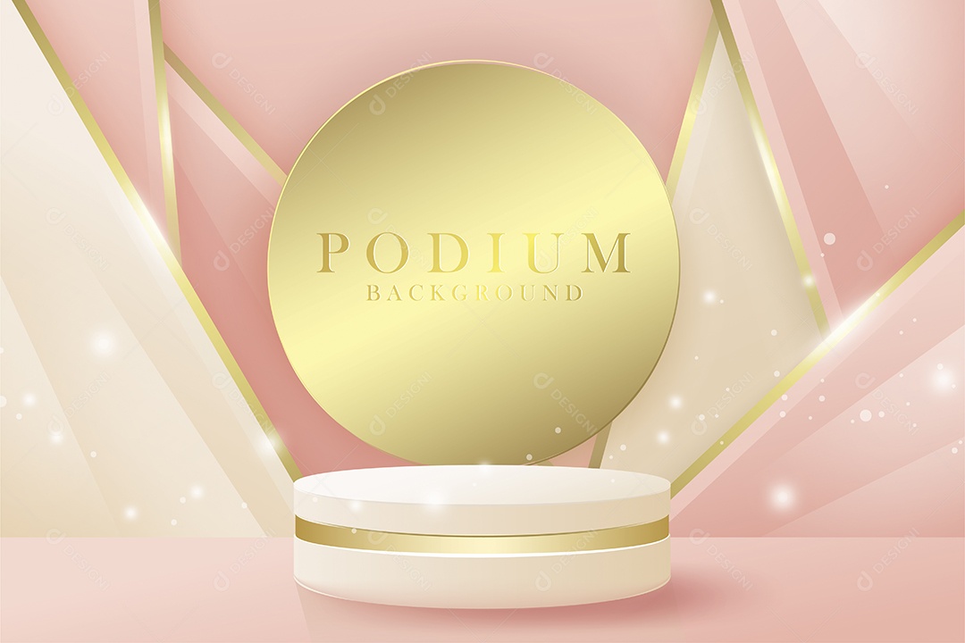 Pódio de Design Rosa e Dourado Vetor EPS
