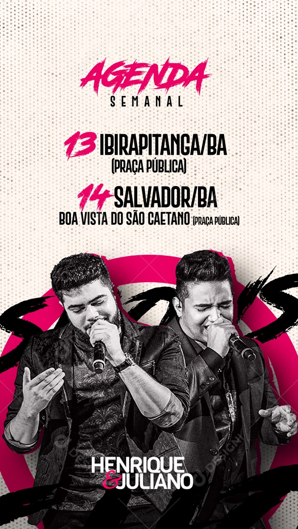 Story Agenda Semanal Henrique e Juliano Social Media PSD Editável