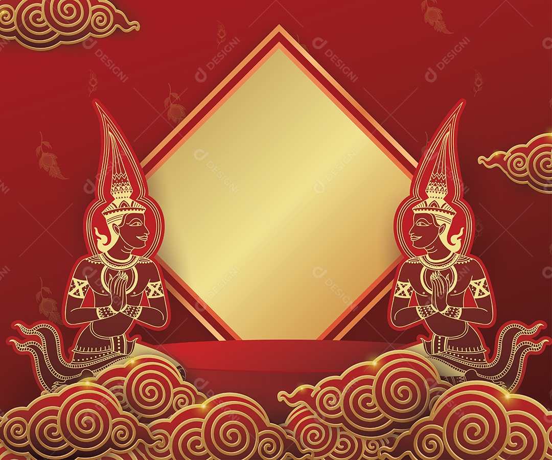 Pódio de Design de Estilo Tailandês para Vários Anúncios Vetor EPS