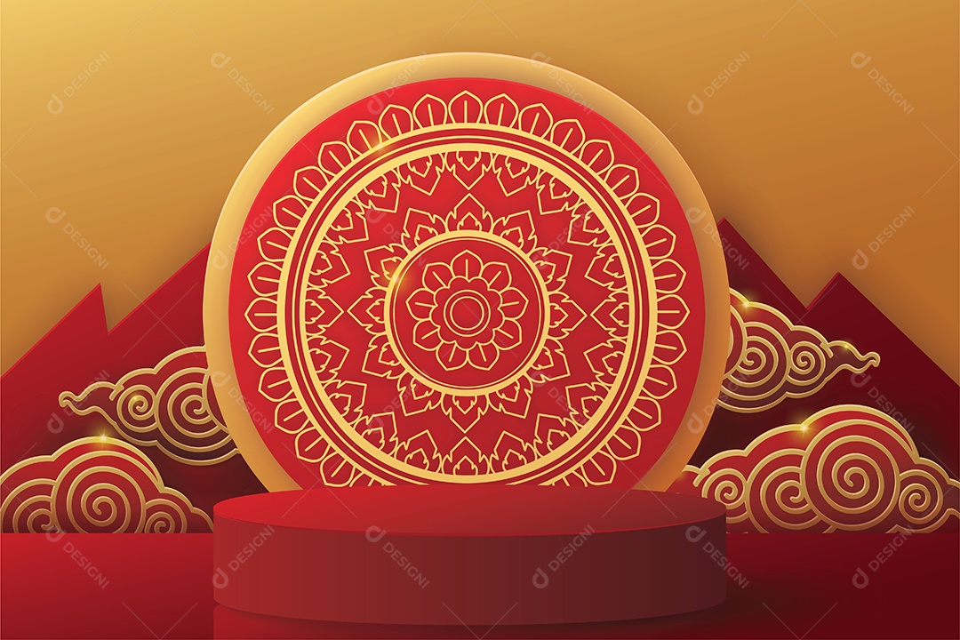 Pódio de Design de Estilo Tailandês para Vários Anúncios Vetor EPS