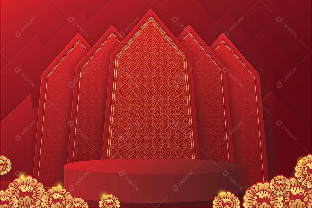 Pódio de Design de Estilo Tailandês para Vários Anúncios Vetor EPS
