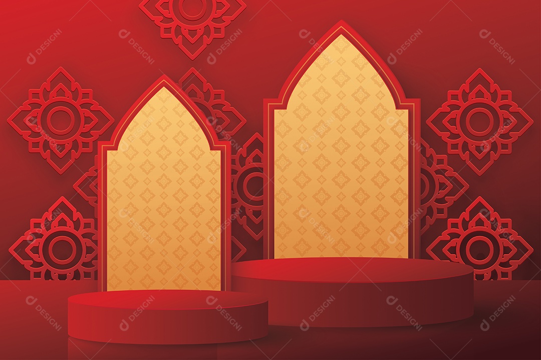 Pódio de Design de Estilo Tailandês para Vários Anúncios Vetor EPS