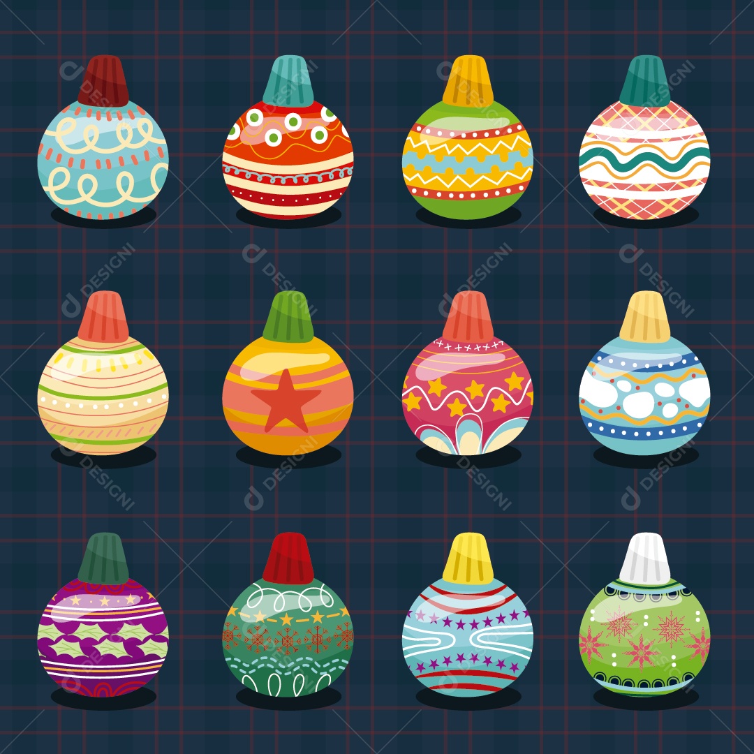 Ícone de Feliz Natal Com Bola no Fundo Azul Vetor EPS