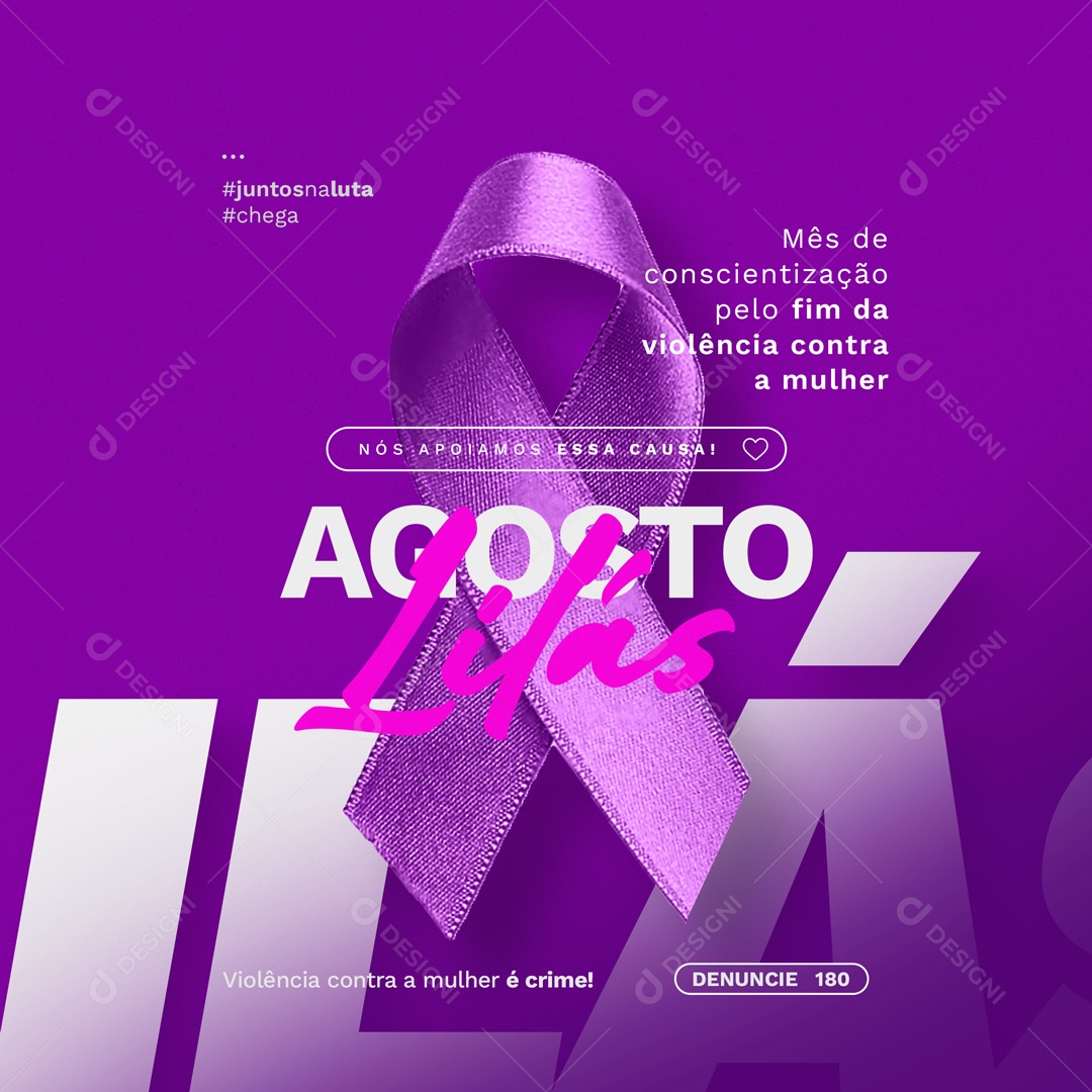 Social Media Feed Agosto Lilás Apoiamos Essa Causa PSD Editável