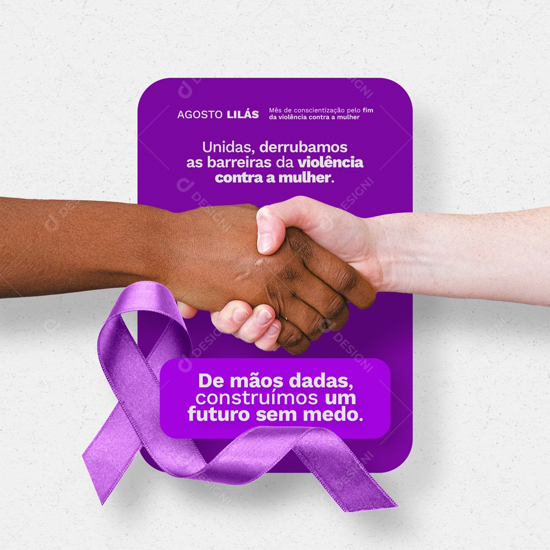 Social Media Feed Construímos Um Futuro Sem Medo Agosto Lilás PSD Editável