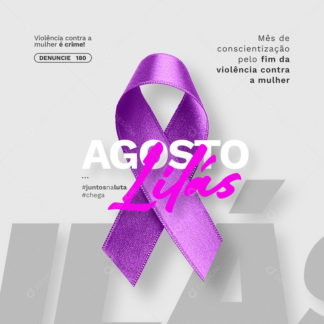 Social Media Feed Agosto Lilás Violência Contra Mulher PSD Editável
