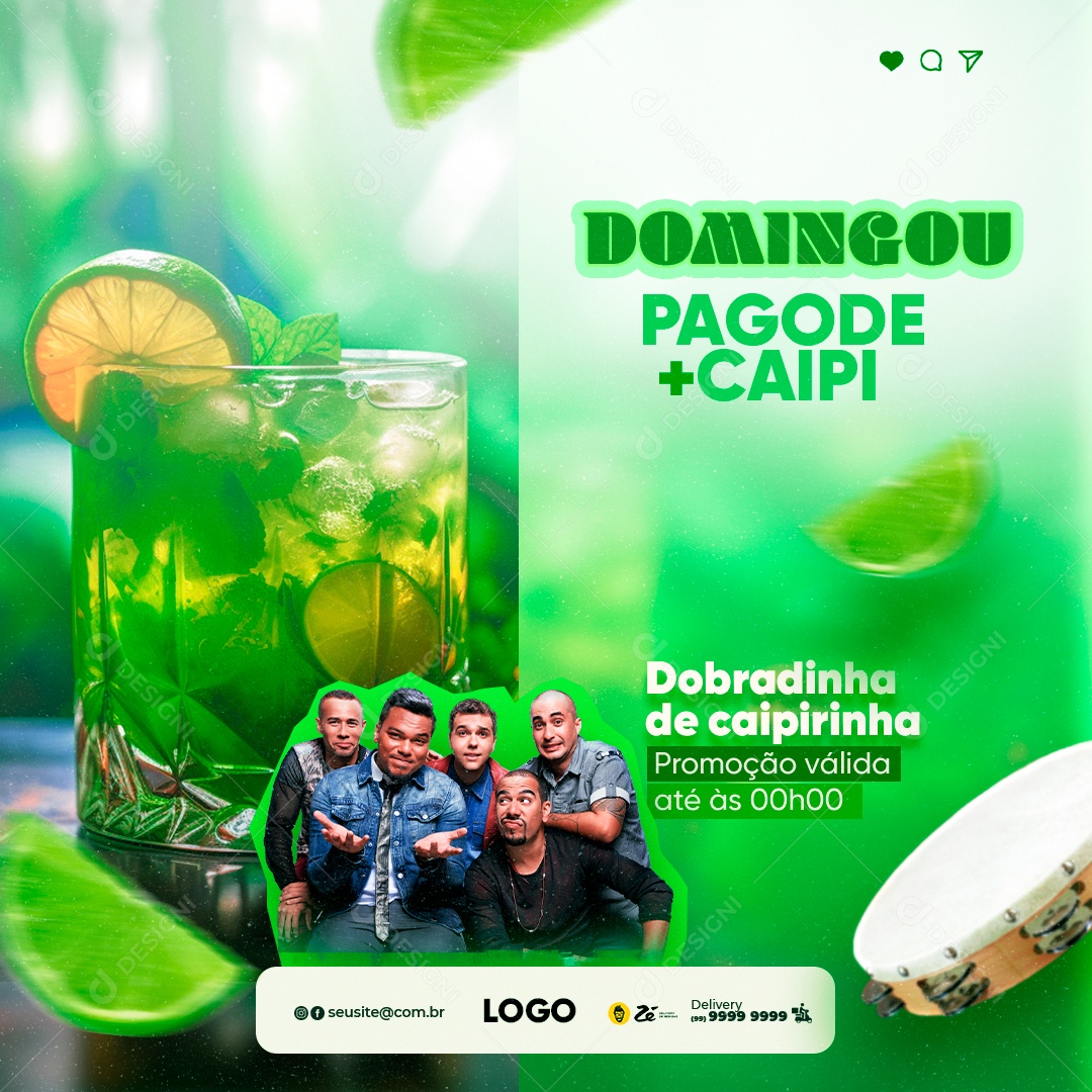 Domingou Pagode + Caipirinha Dobradinha Social Media PSD Editável