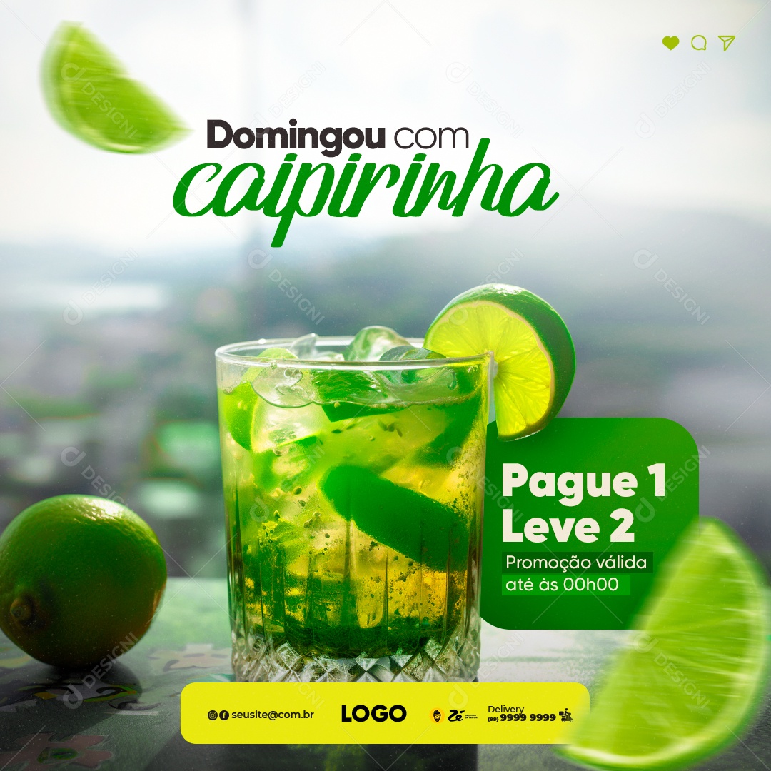 Social Media Domingou Com Caipirinha PSD Editável