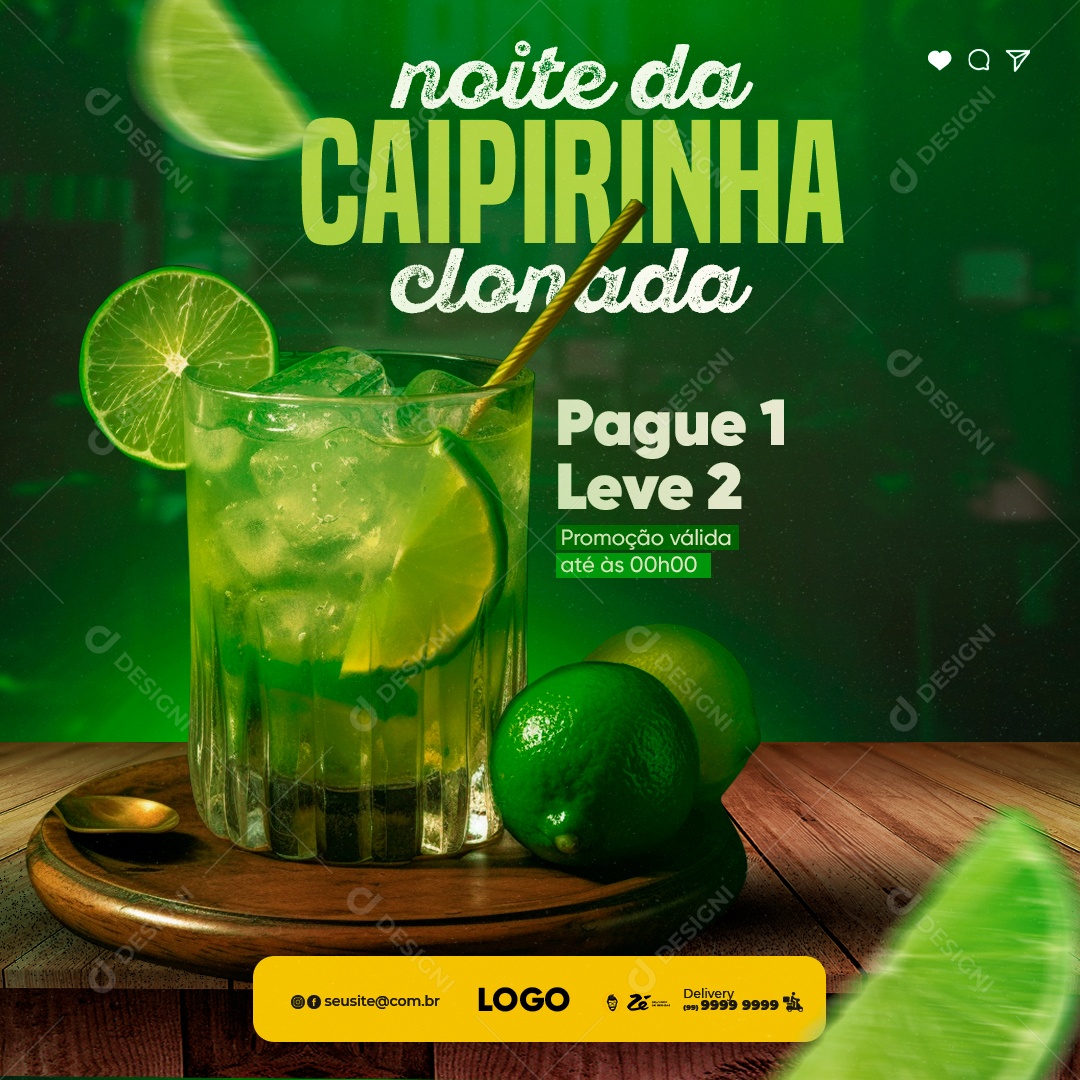 Noite Da Caipirinha Clonada Social Media PSD Editável