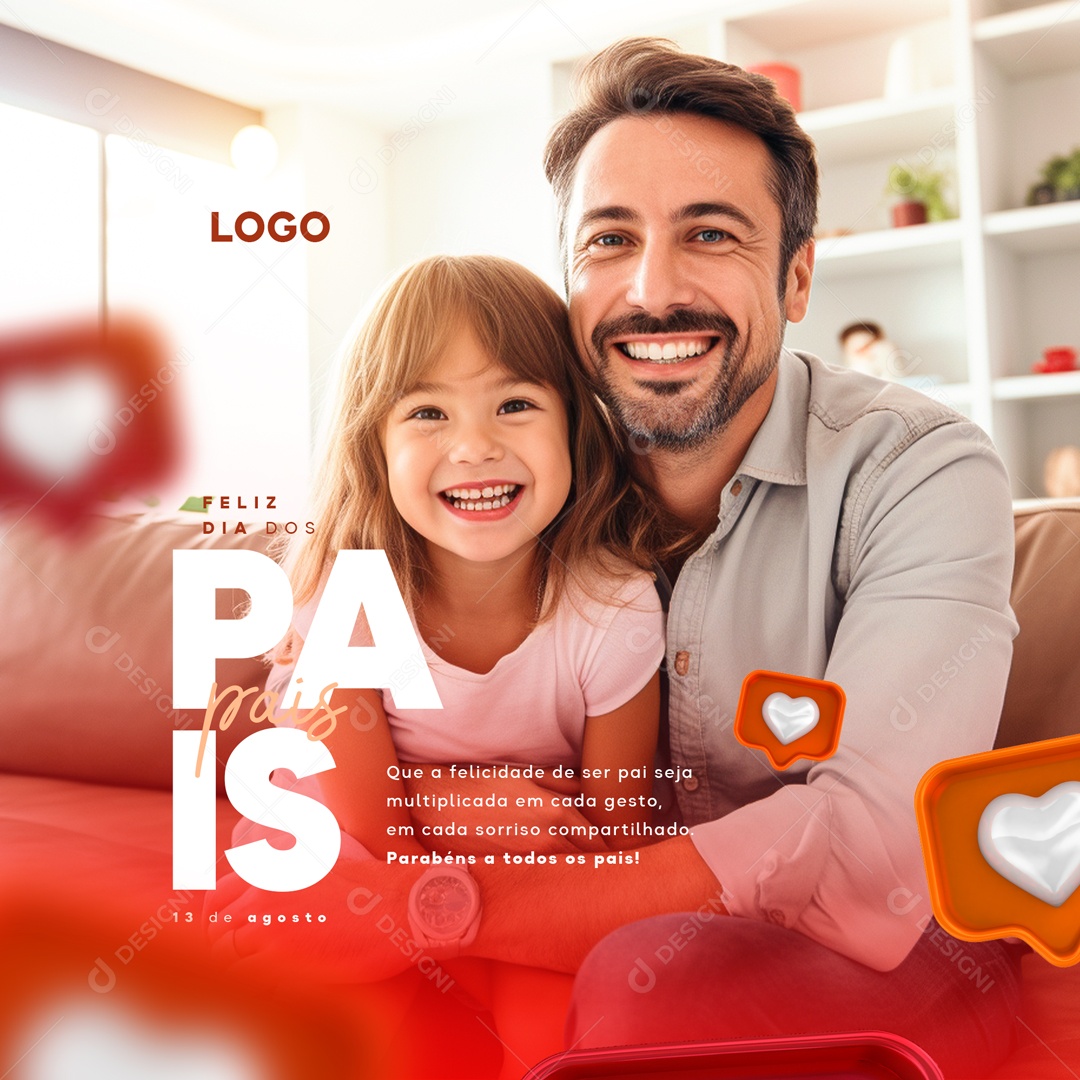Feliz Dia Dos Pais 13 De Agosto Social Media PSD Editável