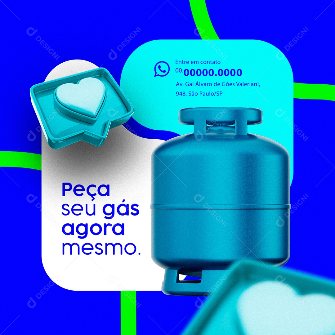 Gás de Cozinha Peça Seu Gás Agora Mesmo Social Media PSD Editável