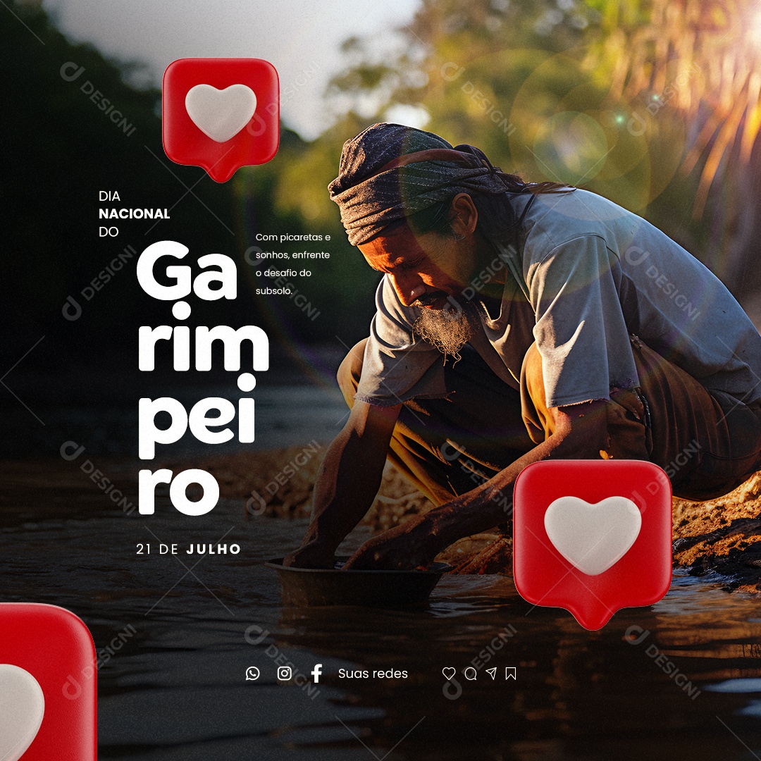Dia Nacional Do Garimpeiro 21 De Julho Social Media PSD Editável