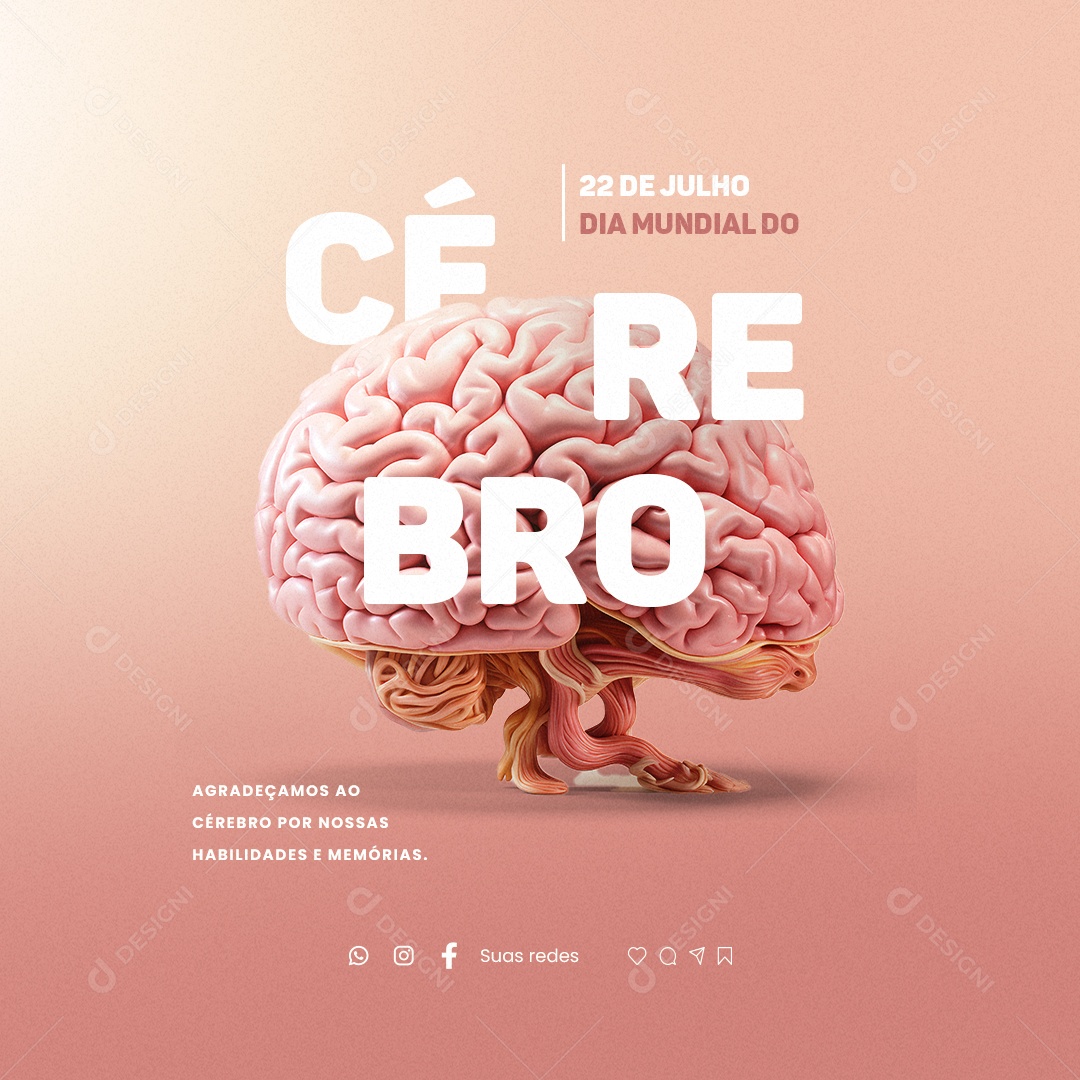 Dia Mundial do Cérebro 22 De Julho Social Media PSD Editável