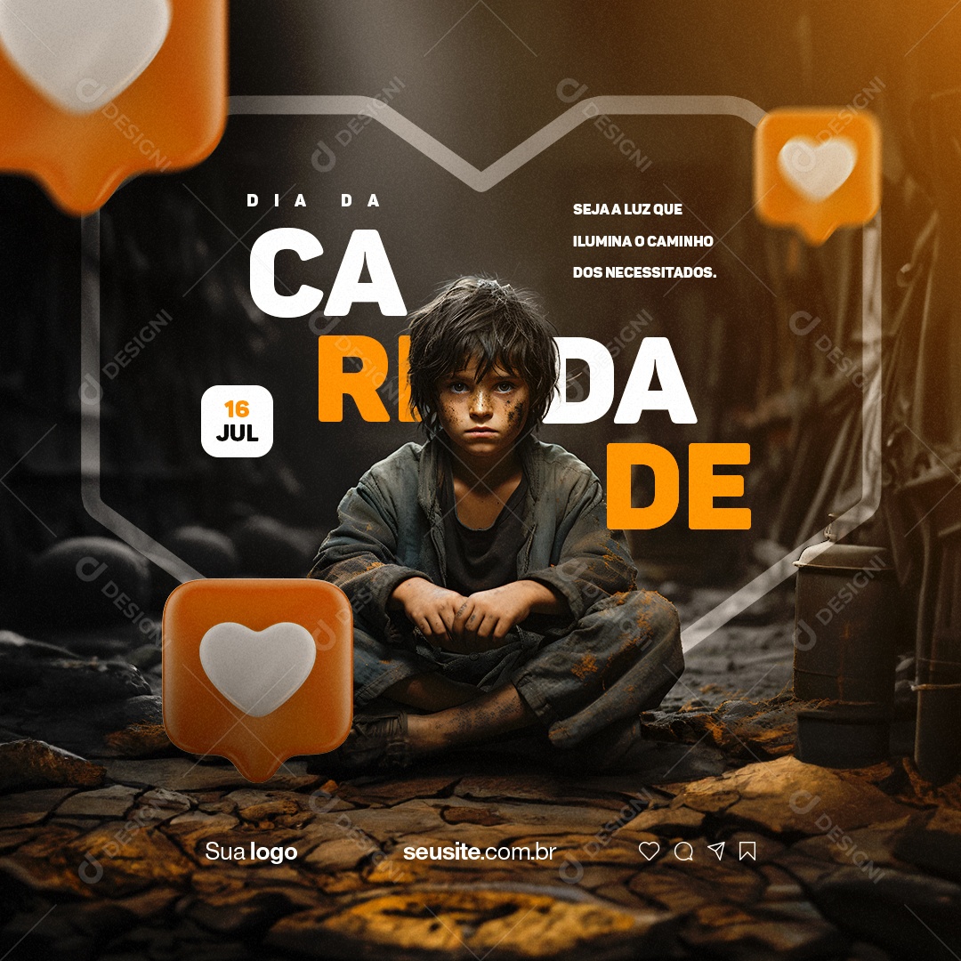 Dia Da Caridade Seja a Luz Que Ilumina o Caminho Social Media PSD Editável