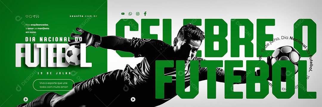 Dia Nacional do Futebol 19 de Julho Carrossel Social Media PSD Editável