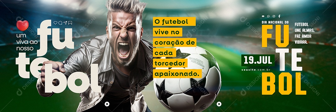 Dia Nacional do Futebol 19 De Julho Carrossel Social Media PSD Editável