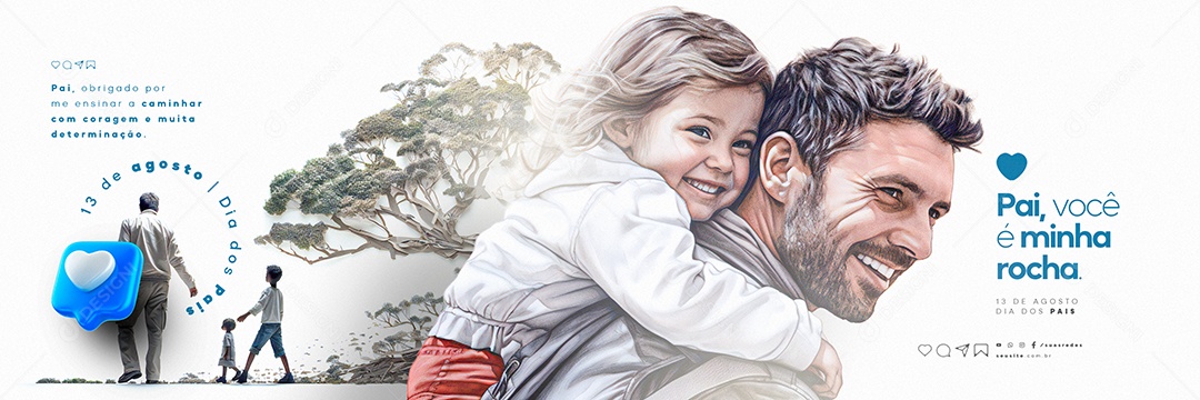 Feliz Dia Dos Pais 13 De Agosto Carrossel Social Media PSD Editável