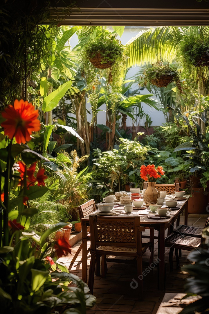 Estufa moderna com uma variedade de plantas, flores que crescem exuberantes em um ambiente protegido.