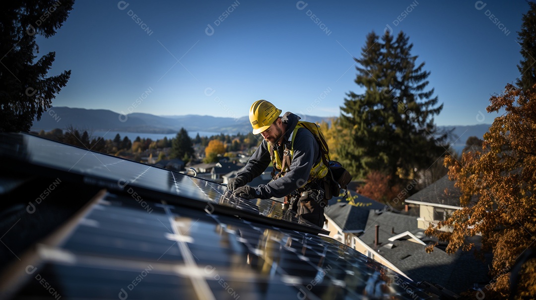 Fazenda fotovoltaica. Energia renovável da luz solar. Conjunto de painéis fotovoltaicos.