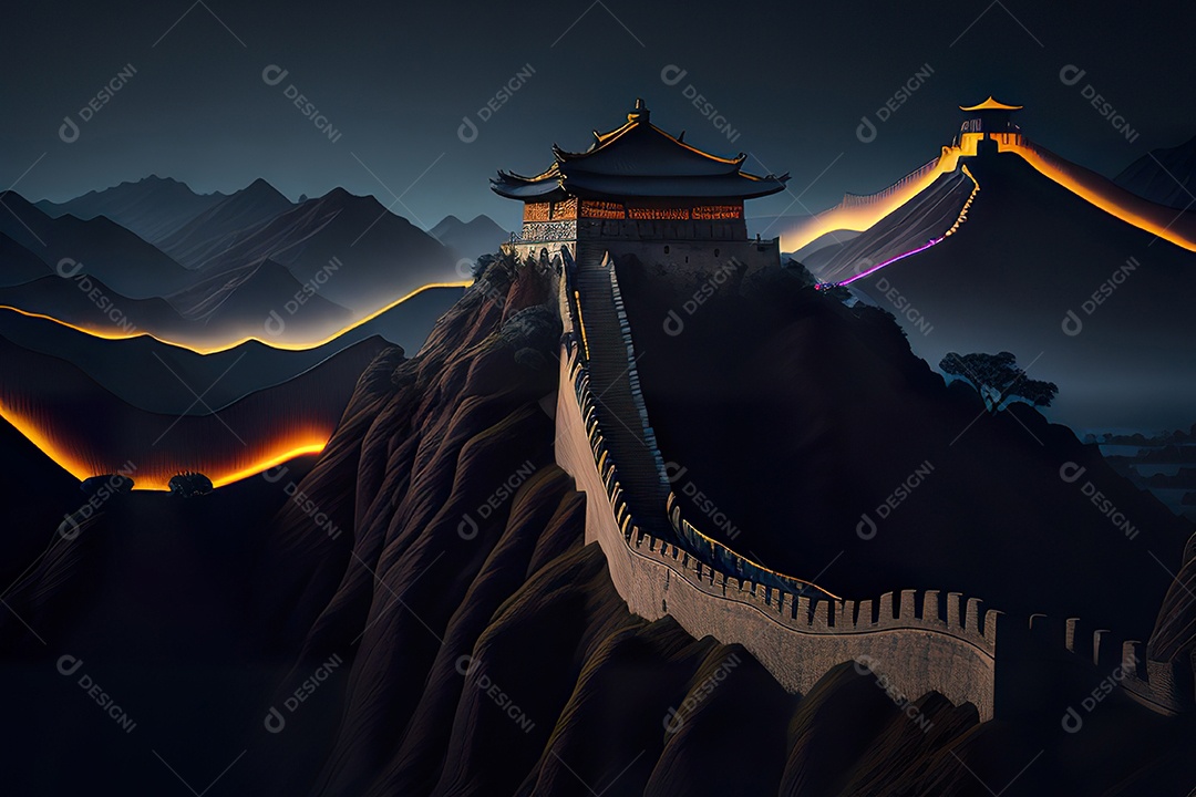 Imagem realista de grande muralha.