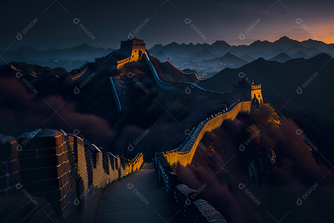 Imagem realista de grande muralha.