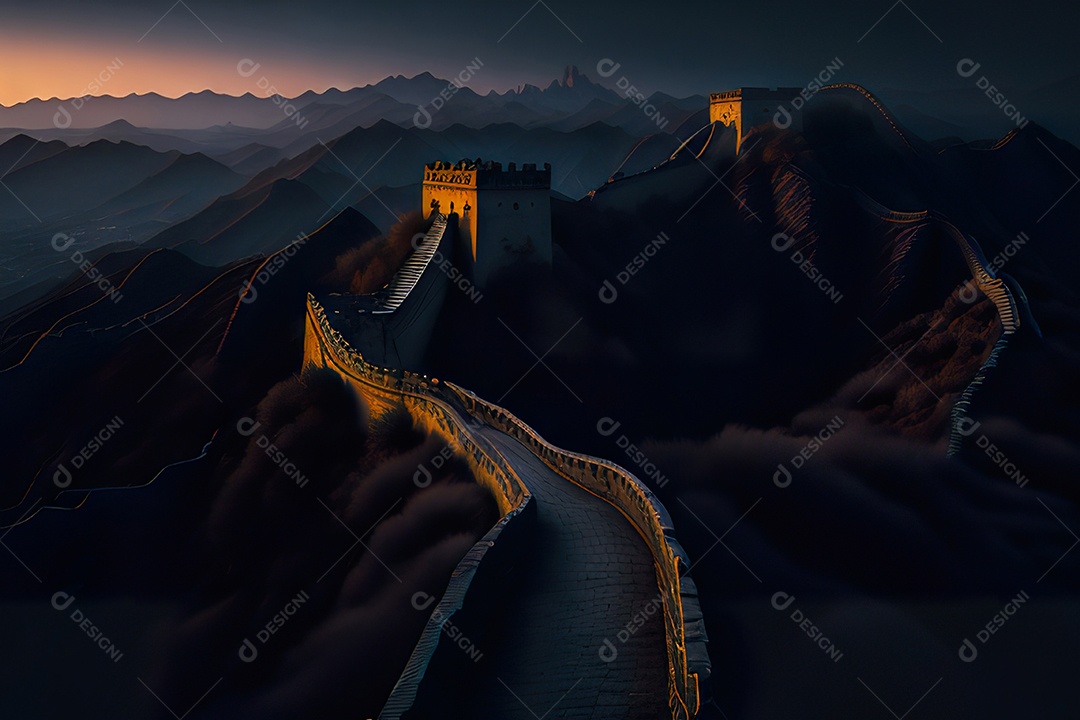 Imagem realista de grande muralha.