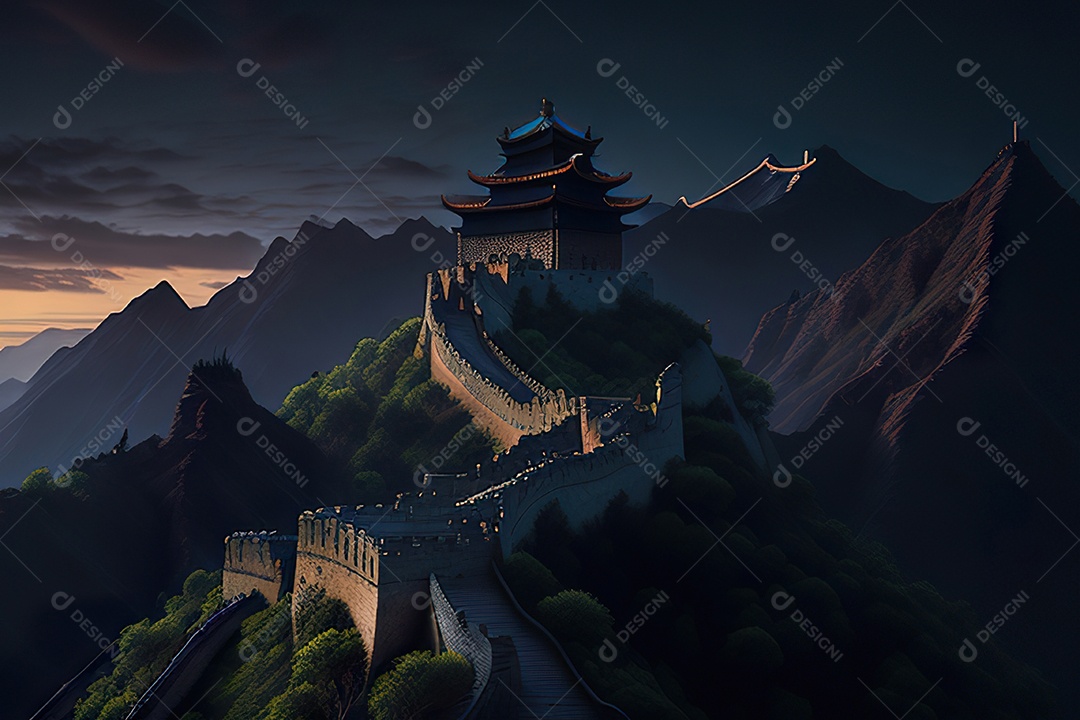 Imagem realista de grande muralha.