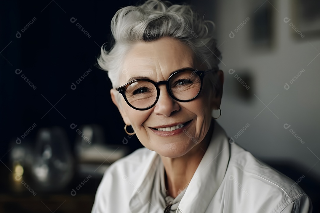 Mulher feliz funcionária pública aposentada