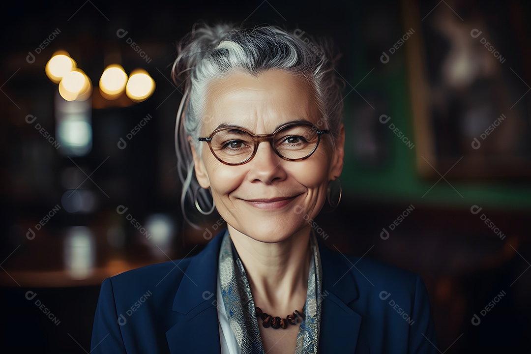 Mulher feliz funcionária pública aposentada