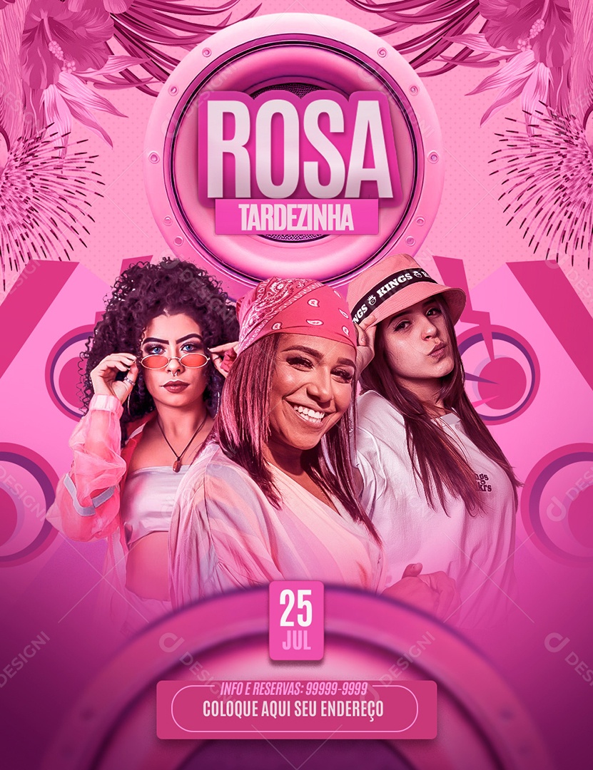 Flyer Feed Tardezinha Rosa Social Media PSD Editável
