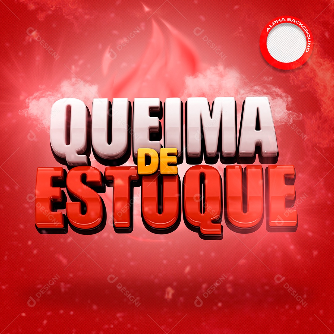 Texto 3D Queima De Estoque Vermelho Para Composição PSD