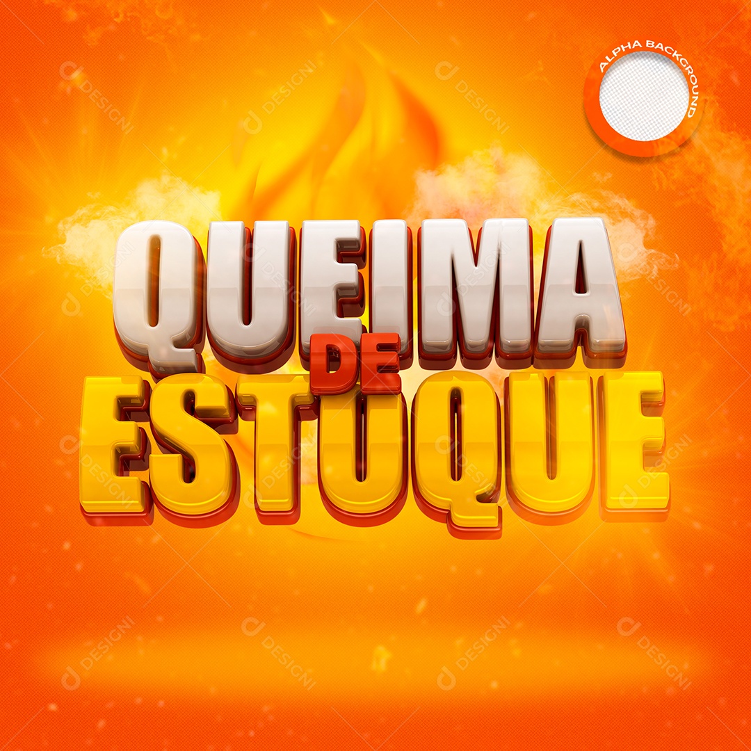 Texto 3D Queima De Estoque Amarelo Para Composição PSD