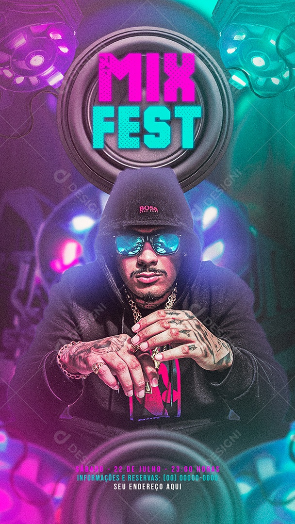 Social Media Flyer Story Mix Fest PSD Editável