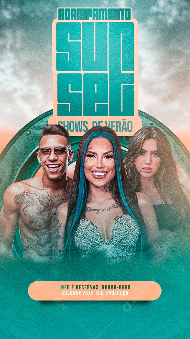 Social Media Flyer Story Acampamento Sunset Shows De Verão PSD Editável