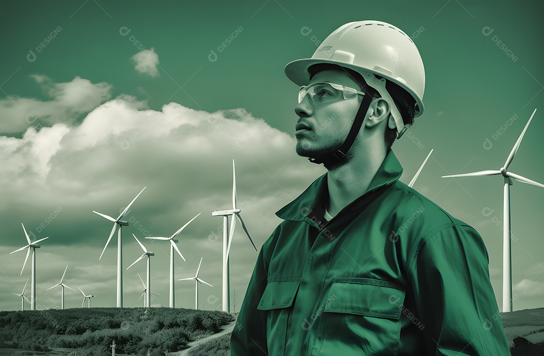 Homem gestor ambiental com capacete