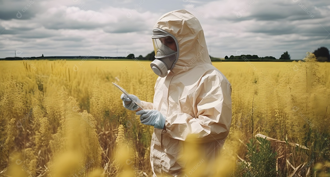 Homem gestor ambiental cuidando de plantas