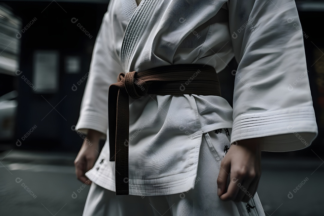 Homem com roupa de karatê