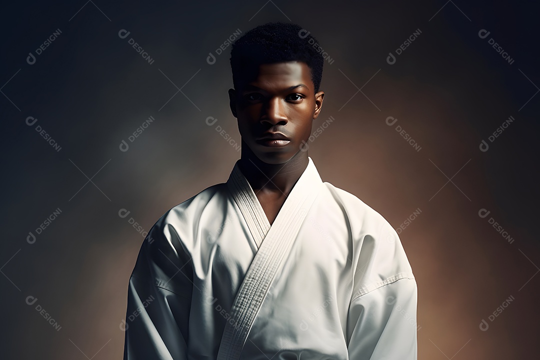 Homem com roupa de karatê