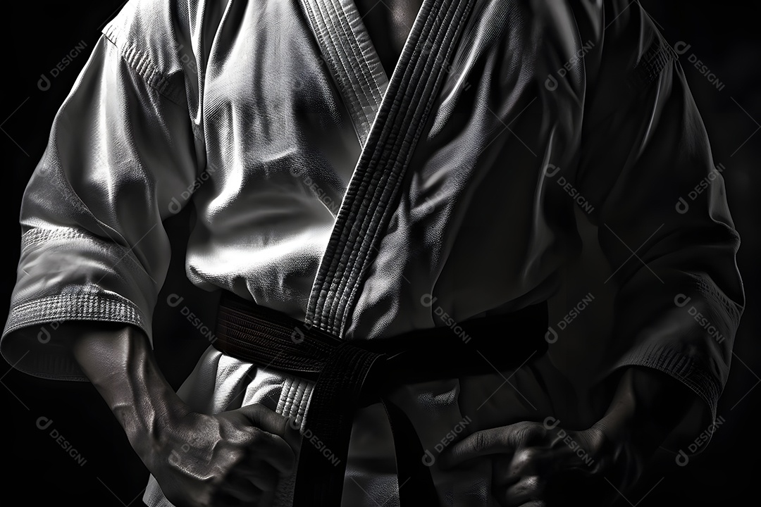 Homem com roupa de karatê