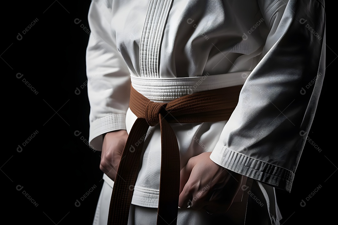 Homem com roupa de karatê