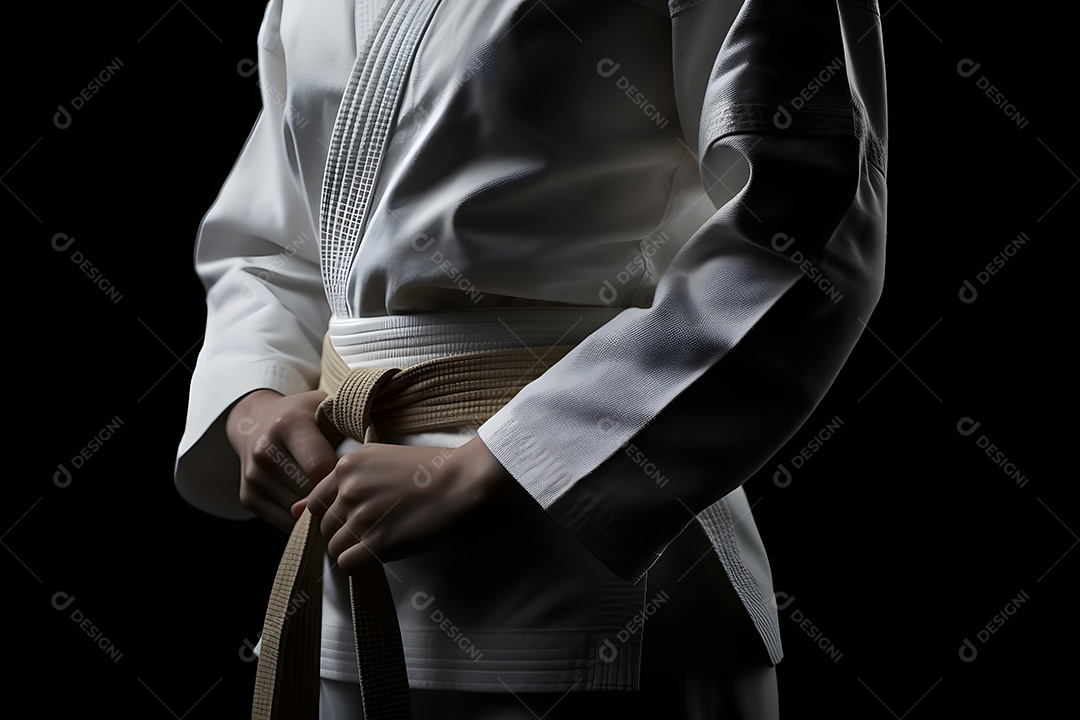 Homem com roupa de karatê