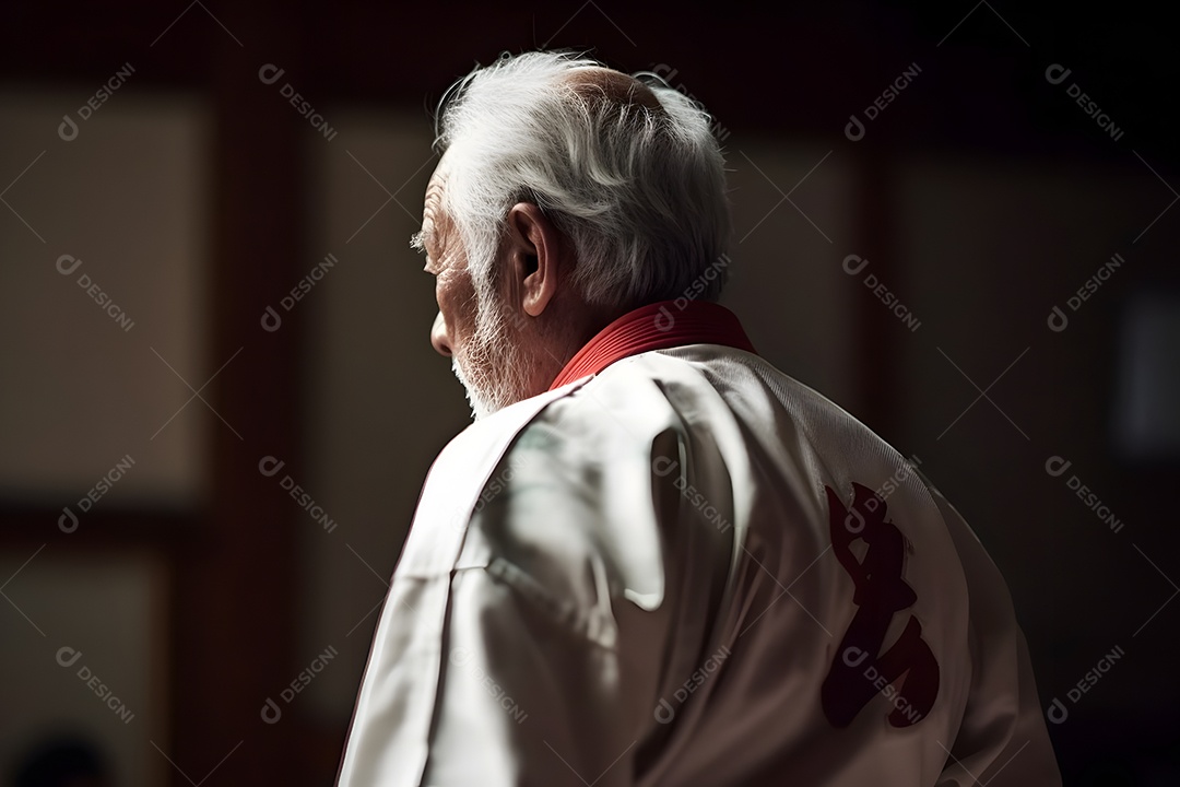 Homem com roupa de karatê