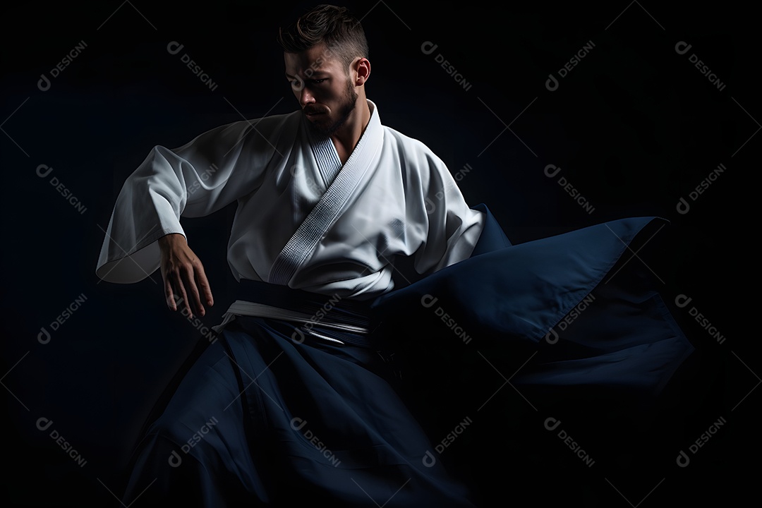 Homem com roupa de karatê